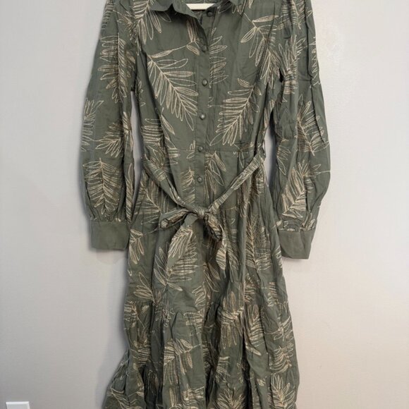 NWT TAELYNN LONG SLEEVE COLLARED BUTTON DOWN TIERED DRESS | MEDIUM - Picture 2 of 6